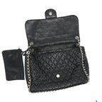 CHANEL QUILTED LEATHER WITH CHAIN SHOULDER BAG XL BLACK SHW