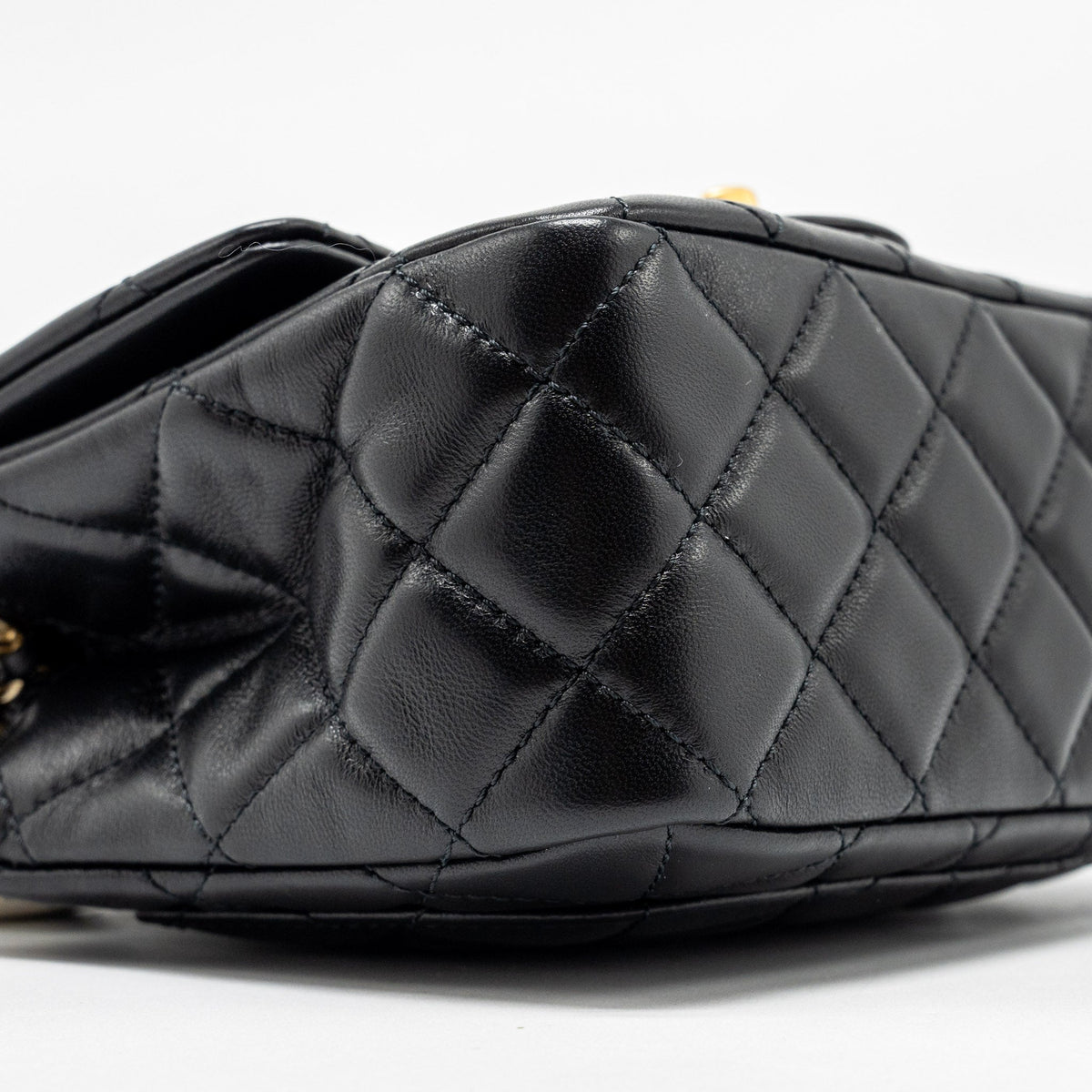 CHANEL PEARL CRUSH MINI SQUARE FLAP BAG LAMBSKIN BLACK GHW (MICROCHIP)