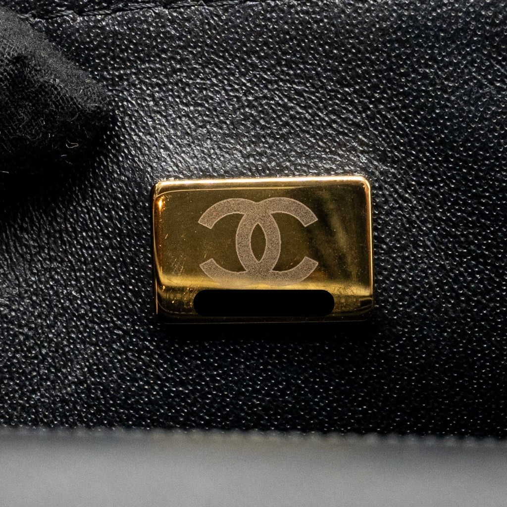 Chanel Top Handle Mini Rectangular Flap Bag Lambskin Black GHW (Microchip)