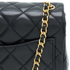 CHANEL PEARL CRUSH MINI SQUARE FLAP BAG LAMBSKIN BLACK BRUSHED GHW (MICROCHIP)