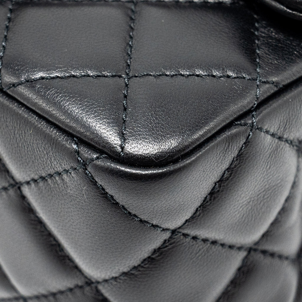 CHANEL PEARL CRUSH MINI SQUARE FLAP BAG LAMBSKIN BLACK GHW (MICROCHIP)