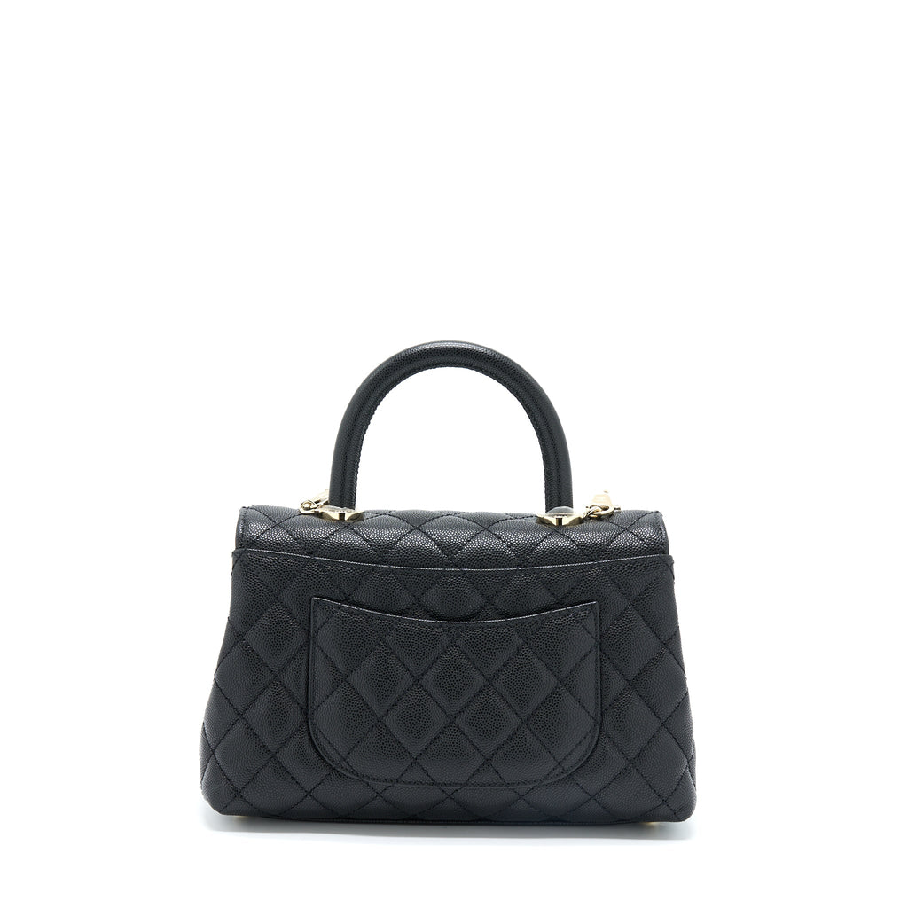 CHANEL SMALL COCO HANDLE CAVIAR BLACK LGHW (MICROCHIP)