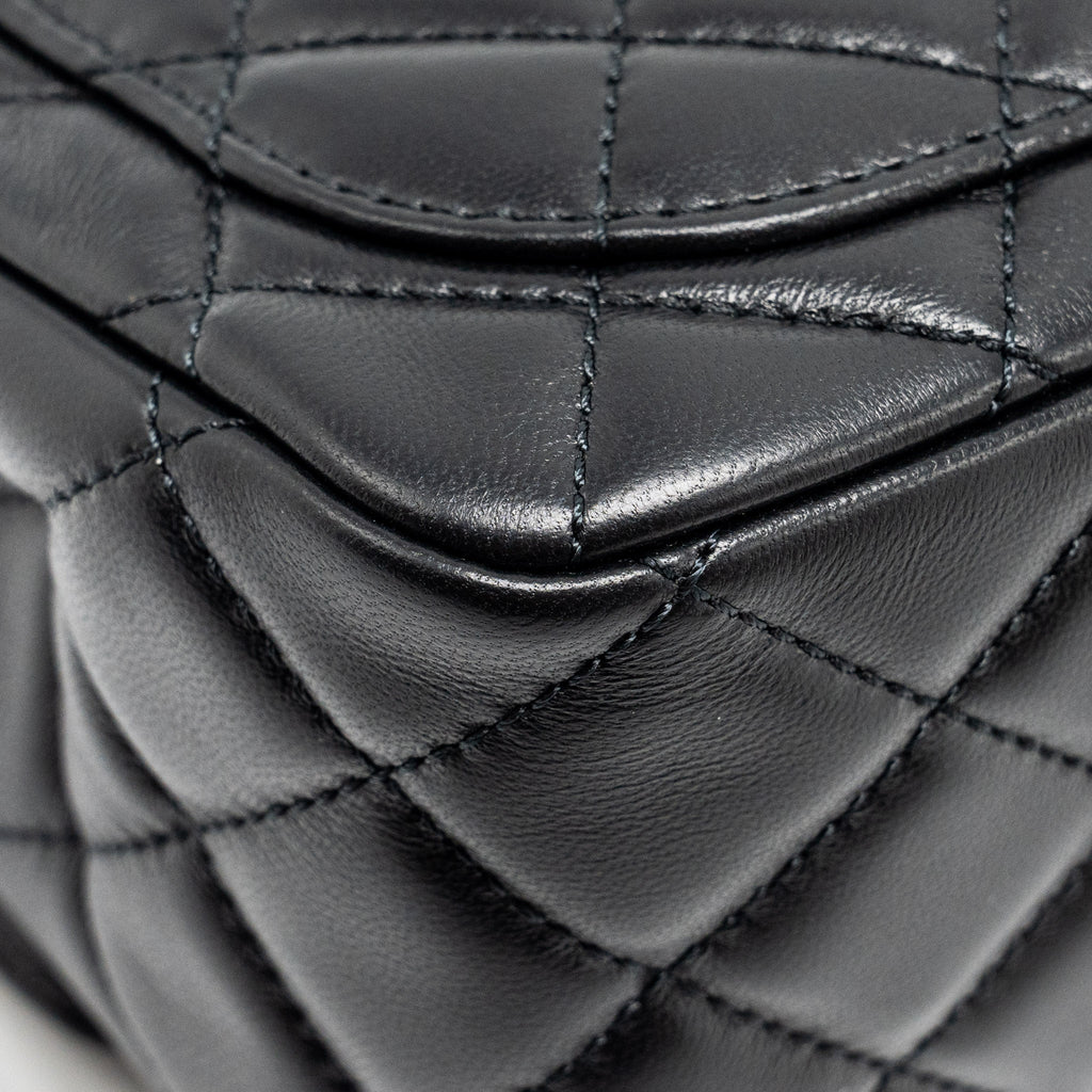 CHANEL PEARL CRUSH MINI SQUARE FLAP BAG LAMBSKIN BLACK GHW (MICROCHIP)
