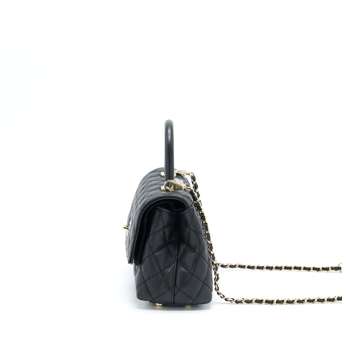CHANEL SMALL COCO HANDLE CAVIAR BLACK LGHW (MICROCHIP)
