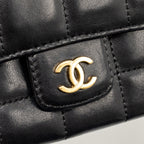 CHANEL CAMELLIA MINI FLAP SHOULDER BAG LAMBSKIN BLACK GHW