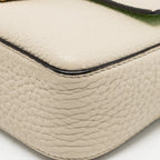 FENDI MINI BAGUETTE BAG CALFSKIN LIGHT BEIGE/GREEN GHW