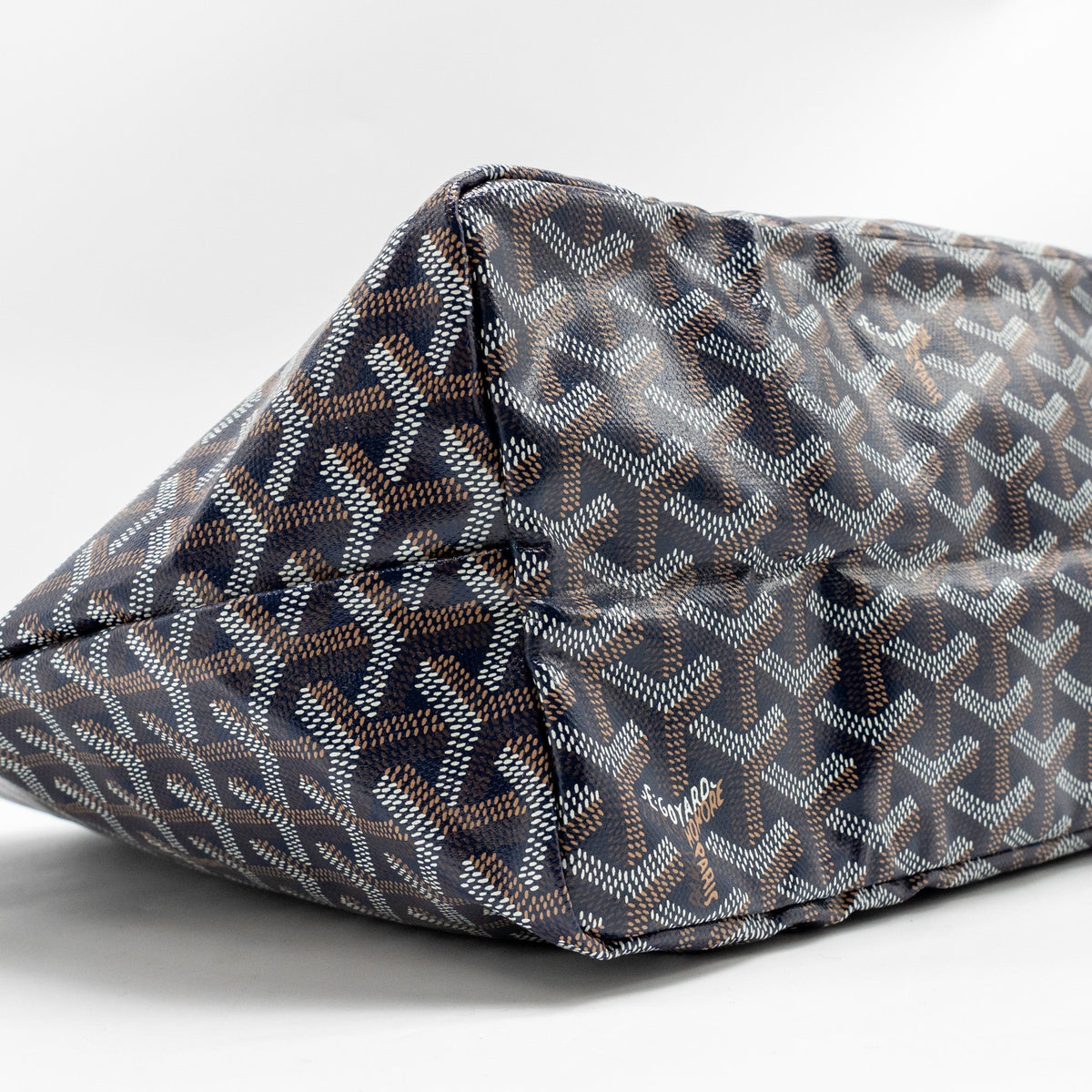 GOYARD SAINT LOUIS PM TOTE GOYARDINE CANVAS/CALFSKIN NAVY BLUE SHW