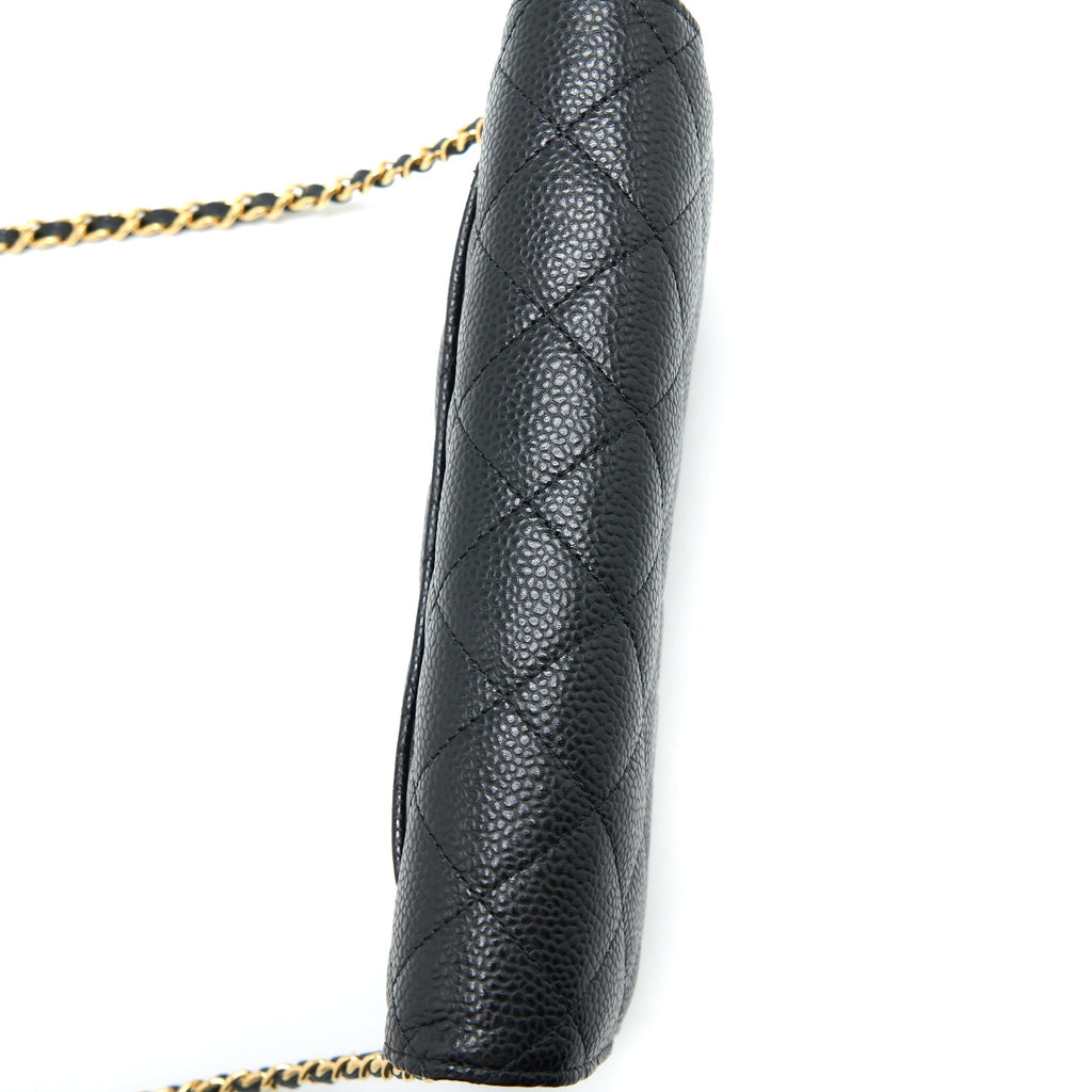 CHANEL CLASSIC WALLET ON CHAIN CAVIAR BLACK GHW( MICROCHIP)