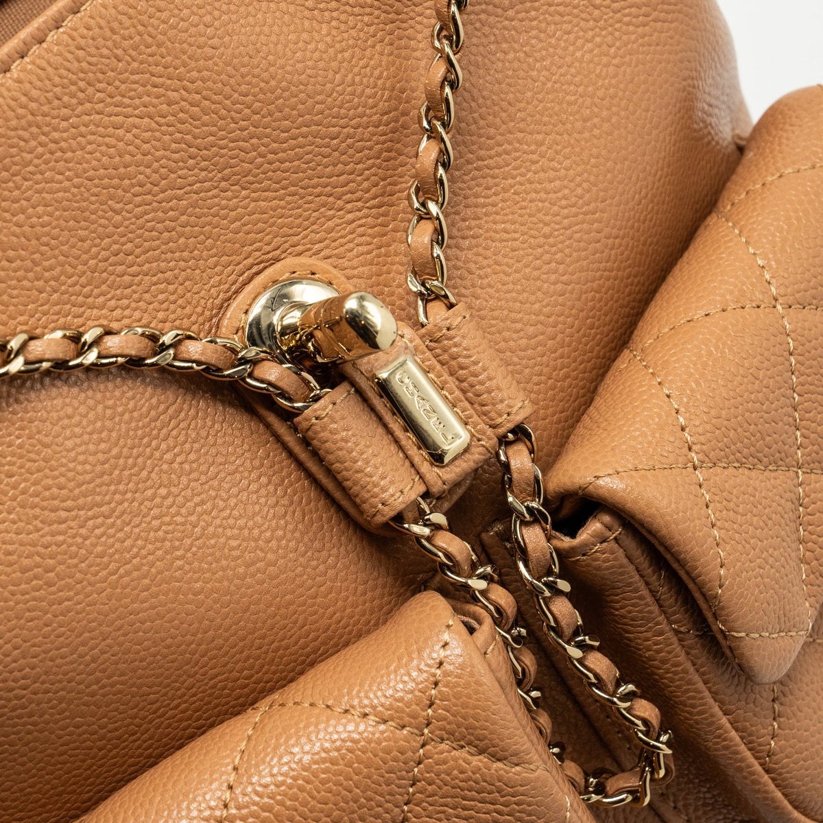 CHANEL TRIPLE PACK BACKPACK CAVIAR CARAMEL LGHW (MICROCHIP)
