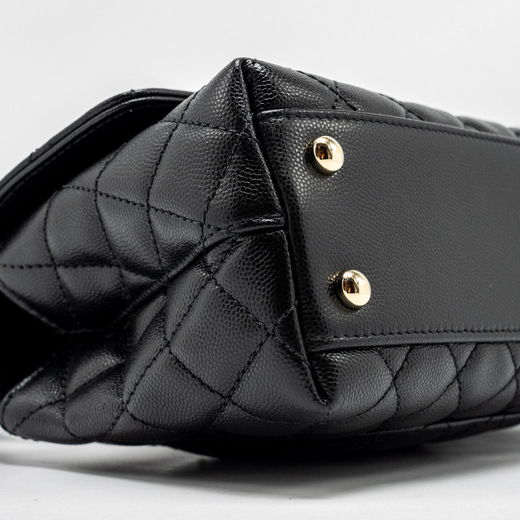 CHANEL SMALL COCO HANDLE WITH LIZARD EMBOSSED HANDLE CAVIAR BLACK LGHW (MICROCHIP)