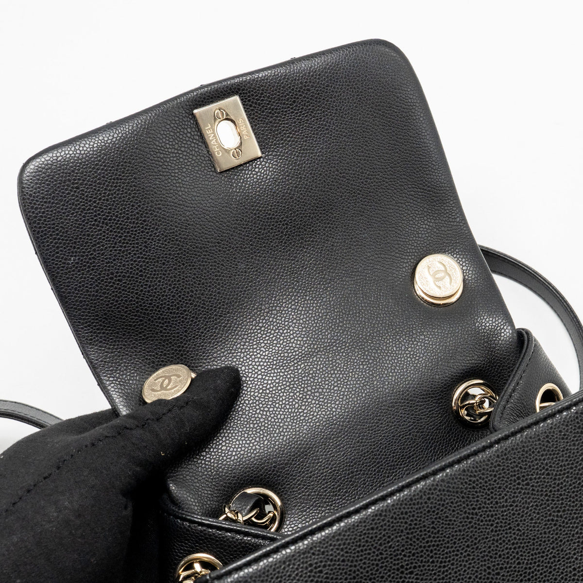 CHANEL TRIPLE POCKET BACKPACK CAVIAR BLACK LGHW (MICROCHIP)