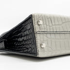 Hermes Mini Kelly II Alligator Mississippiensis Matt Gris Perle / black SHW