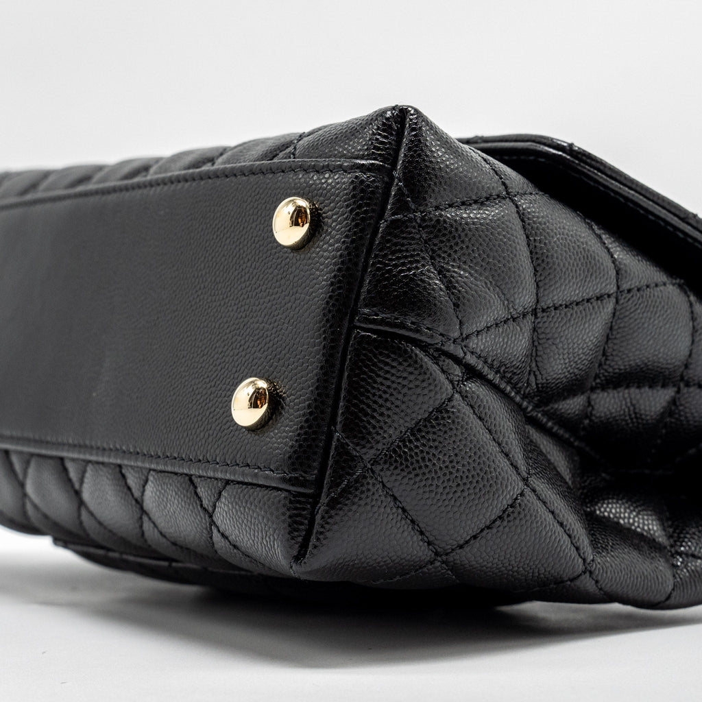 CHANEL SMALL COCO HANDLE WITH LIZARD EMBOSSED HANDLE CAVIAR BLACK LGHW (MICROCHIP)