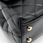 CHANEL SMALL COCO HANDLE WITH LIZARD EMBOSSED HANDLE CAVIAR BLACK LGHW (MICROCHIP)