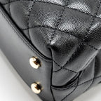 CHANEL SMALL COCO HANDLE WITH LIZARD EMBOSSED HANDLE CAVIAR BLACK LGHW (MICROCHIP)
