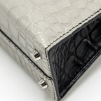 Hermes Mini Kelly II Alligator Mississippiensis Matt Gris Perle / black SHW