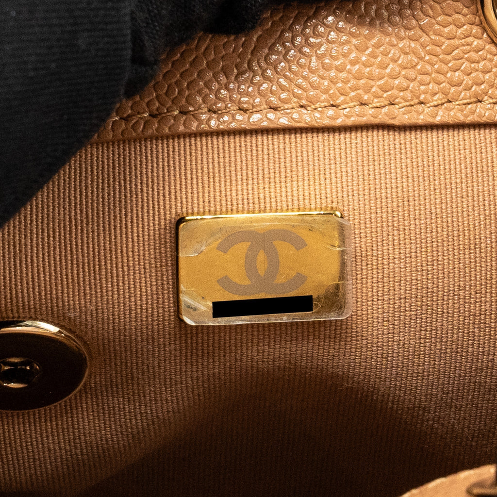 CHANEL TRIPLE PACK BACKPACK CAVIAR CARAMEL LGHW (MICROCHIP)
