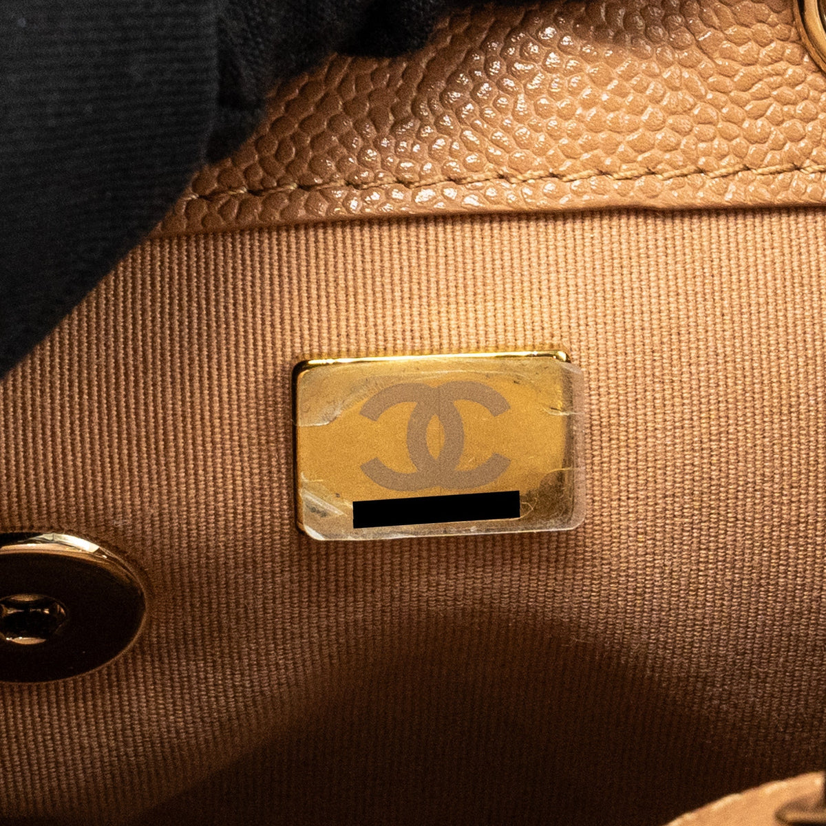 CHANEL TRIPLE PACK BACKPACK CAVIAR CARAMEL LGHW (MICROCHIP)