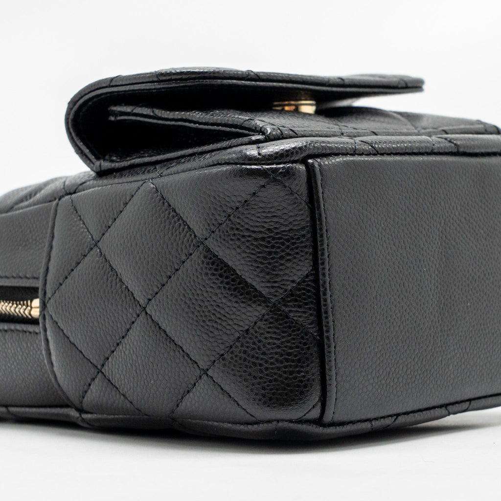 CHANEL MINI BACKPACK / CROSSBODY BAG CAVIAR BLACK LGHW (MICROCHIP)