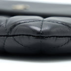 CHANEL QUILTED ZIP AND FLAP POUCH/CLUTCH LARGE MODEL LAMBSKIN BLACK LGHW