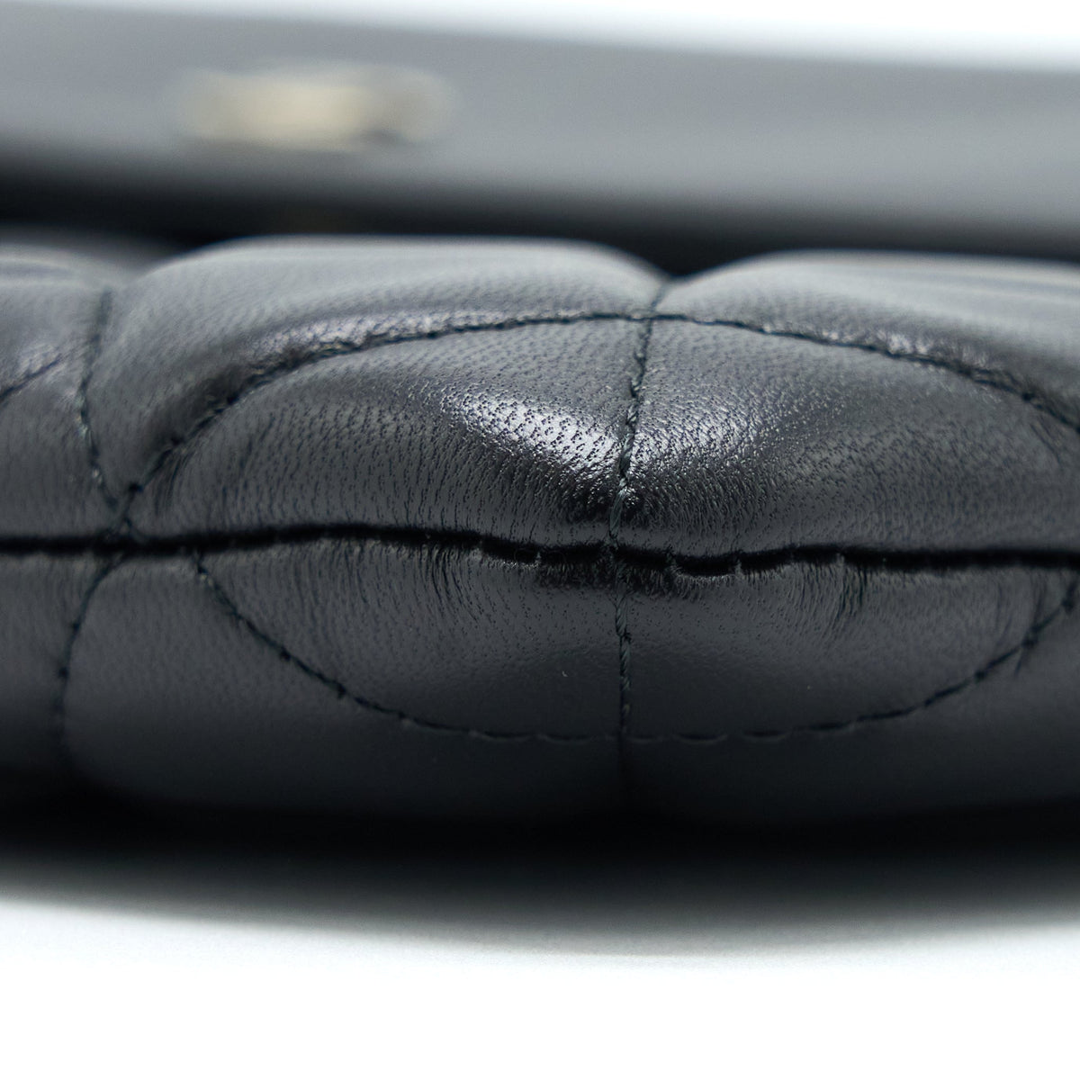 CHANEL QUILTED ZIP AND FLAP POUCH/CLUTCH LARGE MODEL LAMBSKIN BLACK LGHW