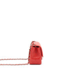 CHANEL MINI SQUARE FLAP BAG LAMBSKIN RED SHW