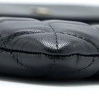 CHANEL QUILTED ZIP AND FLAP POUCH/CLUTCH LARGE MODEL LAMBSKIN BLACK LGHW