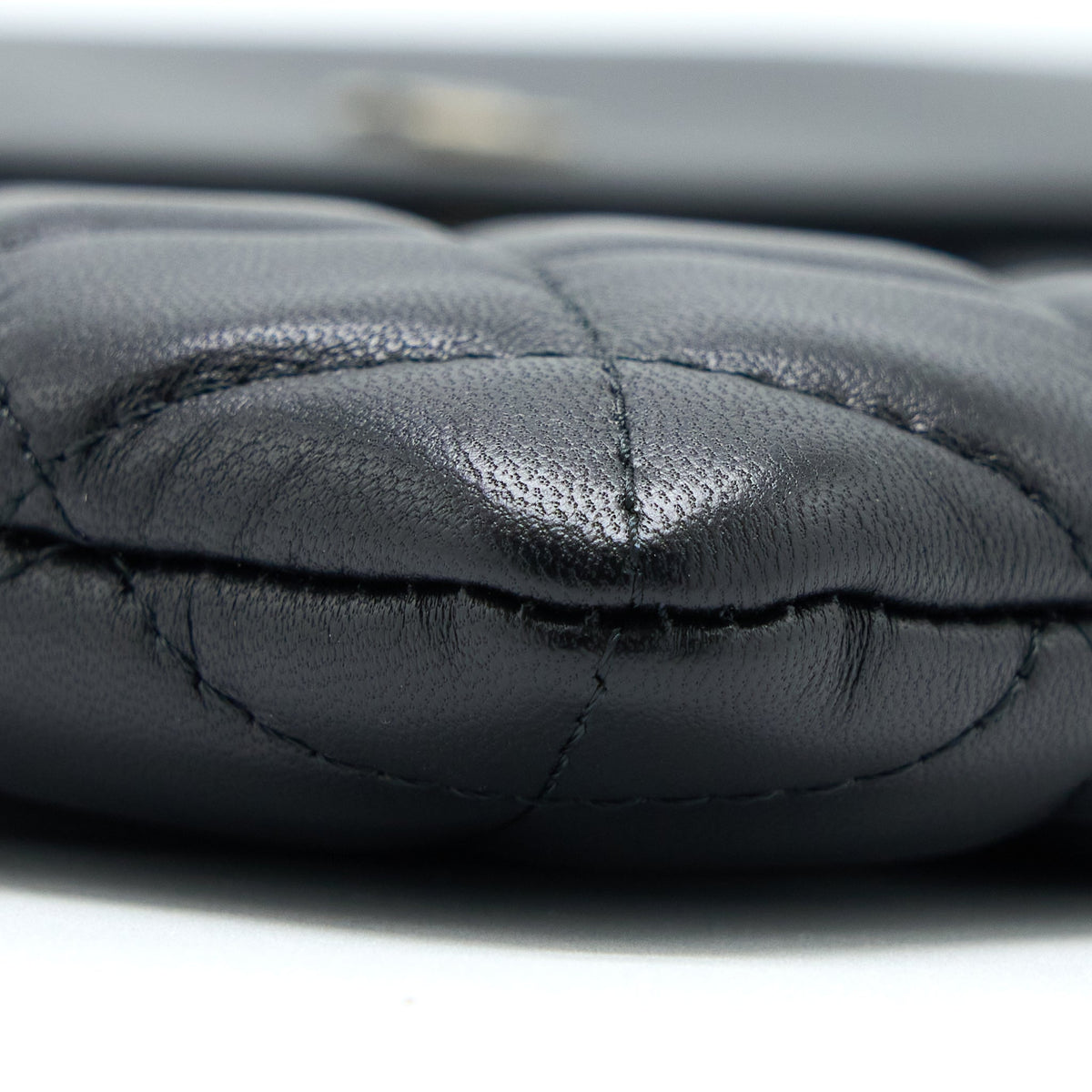 CHANEL QUILTED ZIP AND FLAP POUCH/CLUTCH LARGE MODEL LAMBSKIN BLACK LGHW