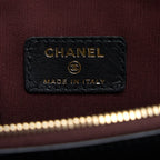 CHANEL QUILTED ZIP AND FLAP POUCH/CLUTCH LARGE MODEL LAMBSKIN BLACK LGHW