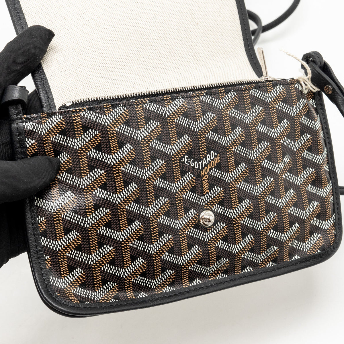 Goyard Plumet Pouch-Wallet Goyardine Canvas/Chevroches Calfskin Black SHW