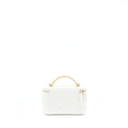 CHANEL 22S LOGO TOP HANDLE LONG VANITY CAVIAR WHITE GHW