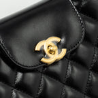 CHANEL 24A MINI SHOPPING TOTE/ MINI KELLY CALFSKIN BLACK GHW (MICROCHIP)