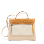 HERMES HERBAG 31 ZIP BAG CANVAS ECRU BEIGE/ NATURAL SABLE SHW