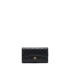 CHANEL CLASSIC LONG WALLET LAMBSKIN BLACK GHW