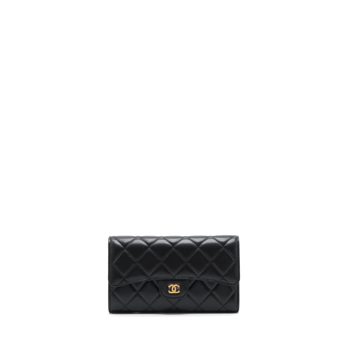 CHANEL CLASSIC LONG WALLET LAMBSKIN BLACK GHW