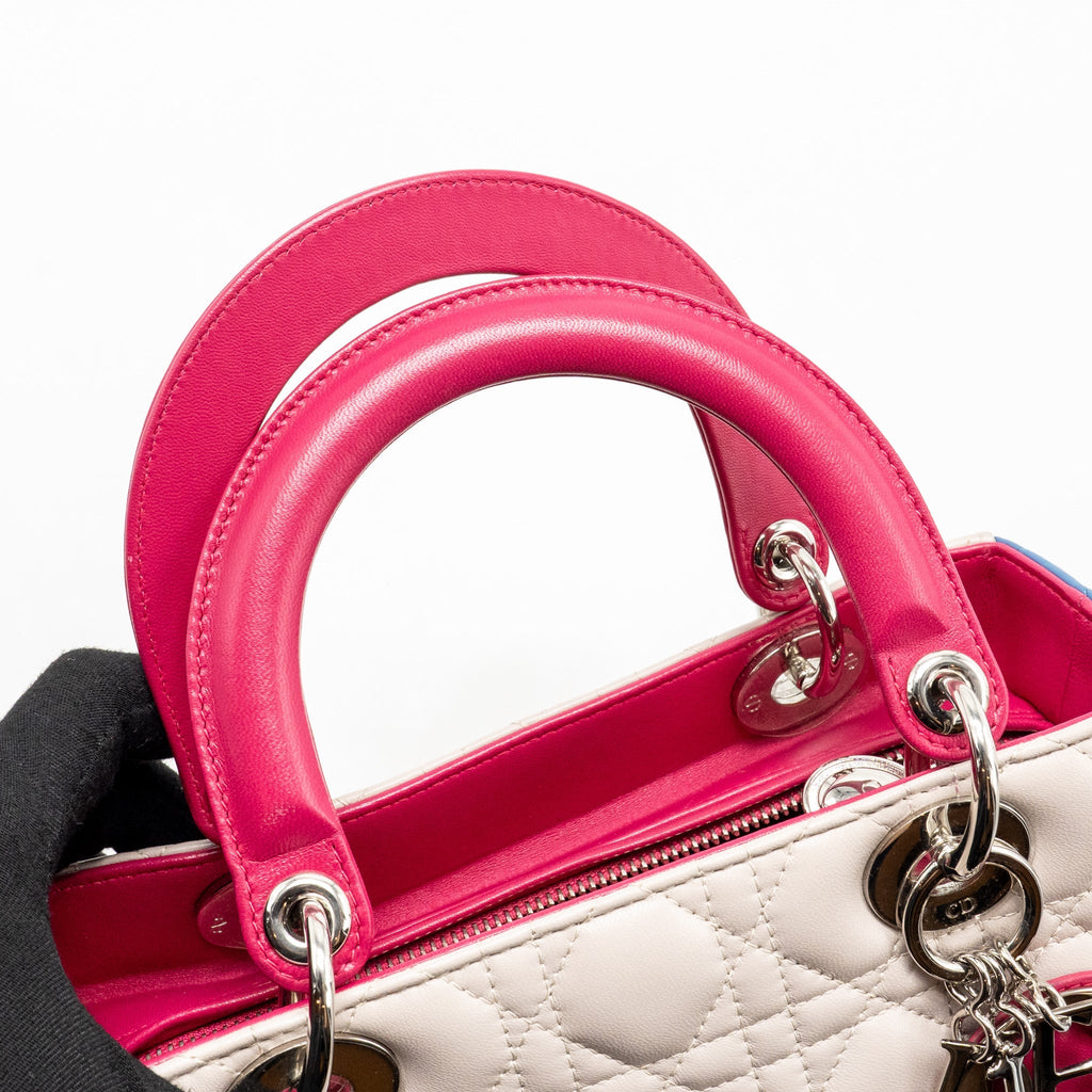 Dior Medium Lady Dior Lambskin Light Grey / Multicolour SHW