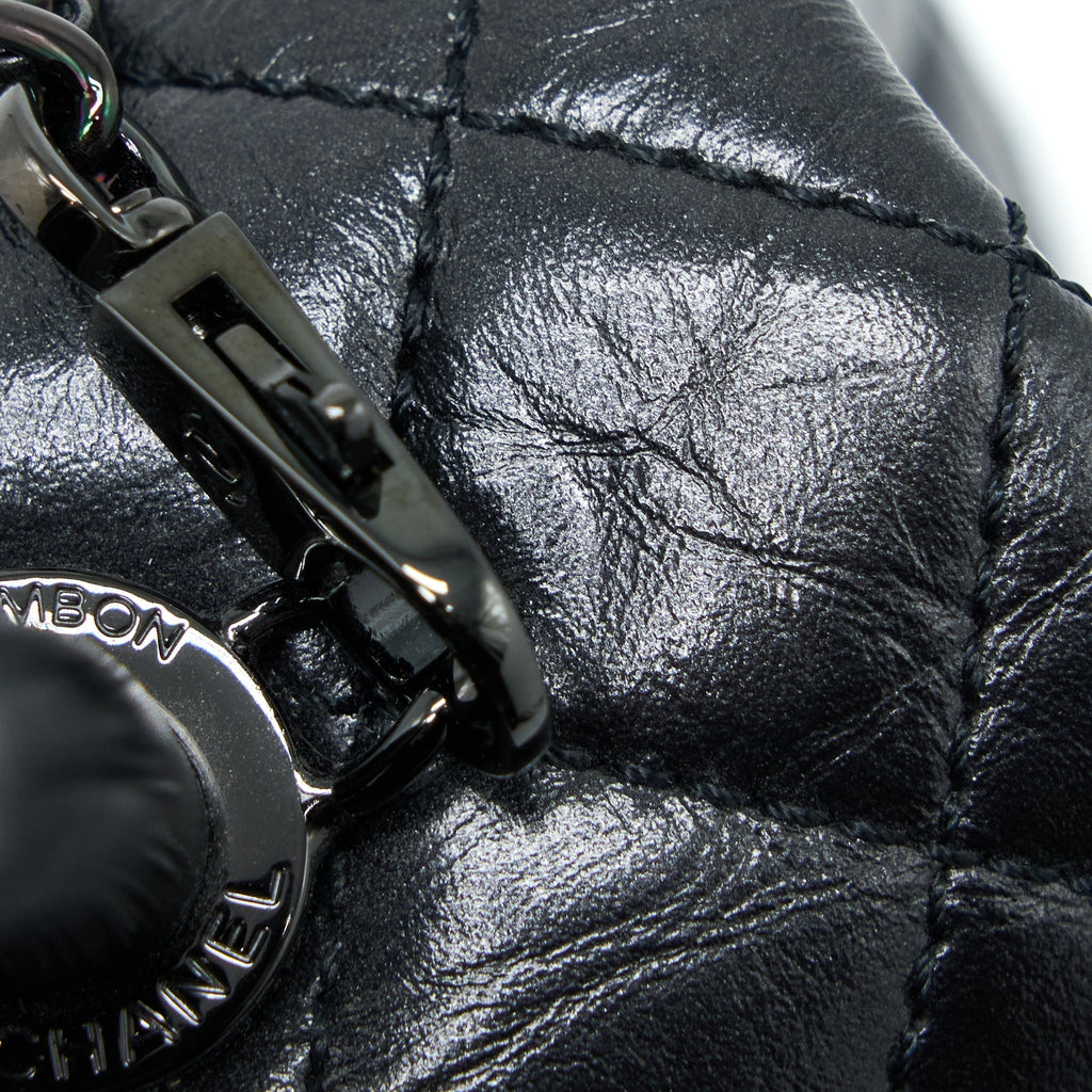 CHANEL SMALL COCO HANDLE AGED CALFSKIN SO BLACK WITH BLACK HARDWARE
