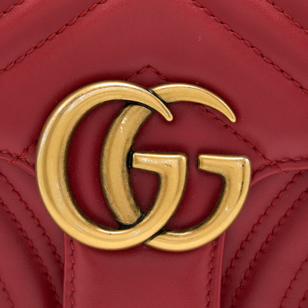 GUCCI MINI MARMONT CALFSKIN RED GHW