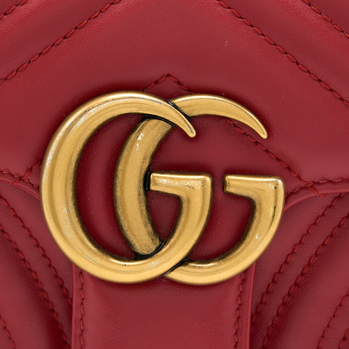 GUCCI MINI MARMONT CALFSKIN RED GHW