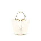 HERMES PICOTIN 18 LOCK BAG NATA WITH JAUNE POUSSIN HANDLE SHW