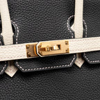 Hermes birkin 25 special order togo craie/black with mauve pale stitching RGHW