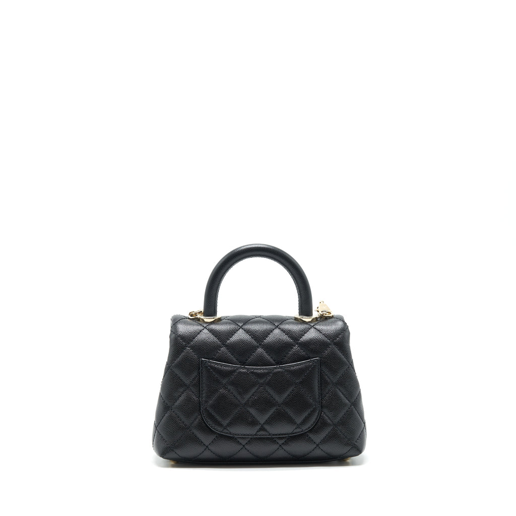 CHANEL MINI COCO HANDLE 20CM CAVIAR BLACK LGHW (MICROCHIP)