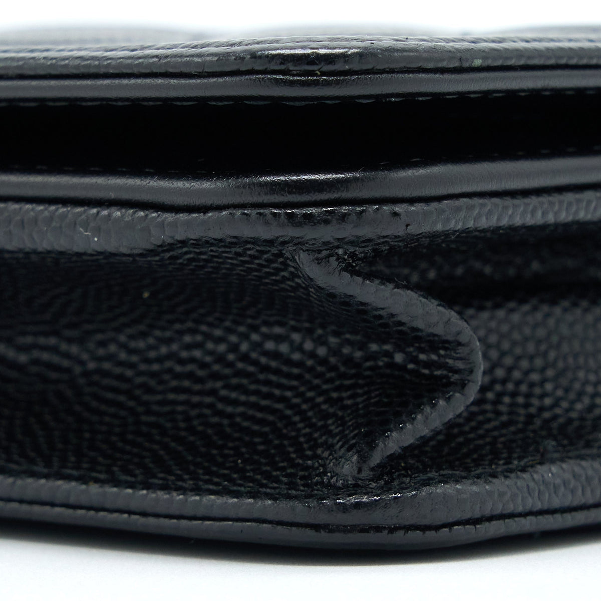 CHANEL BOY WALLET ON CHAIN CAVIAR BLACK RUTHENIUM HARDWARE (MICROCHIP)