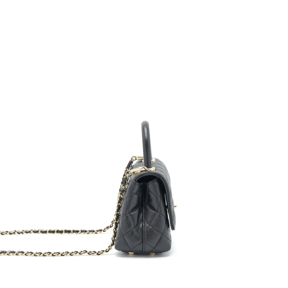 CHANEL MINI COCO HANDLE 20CM CAVIAR BLACK LGHW (MICROCHIP)