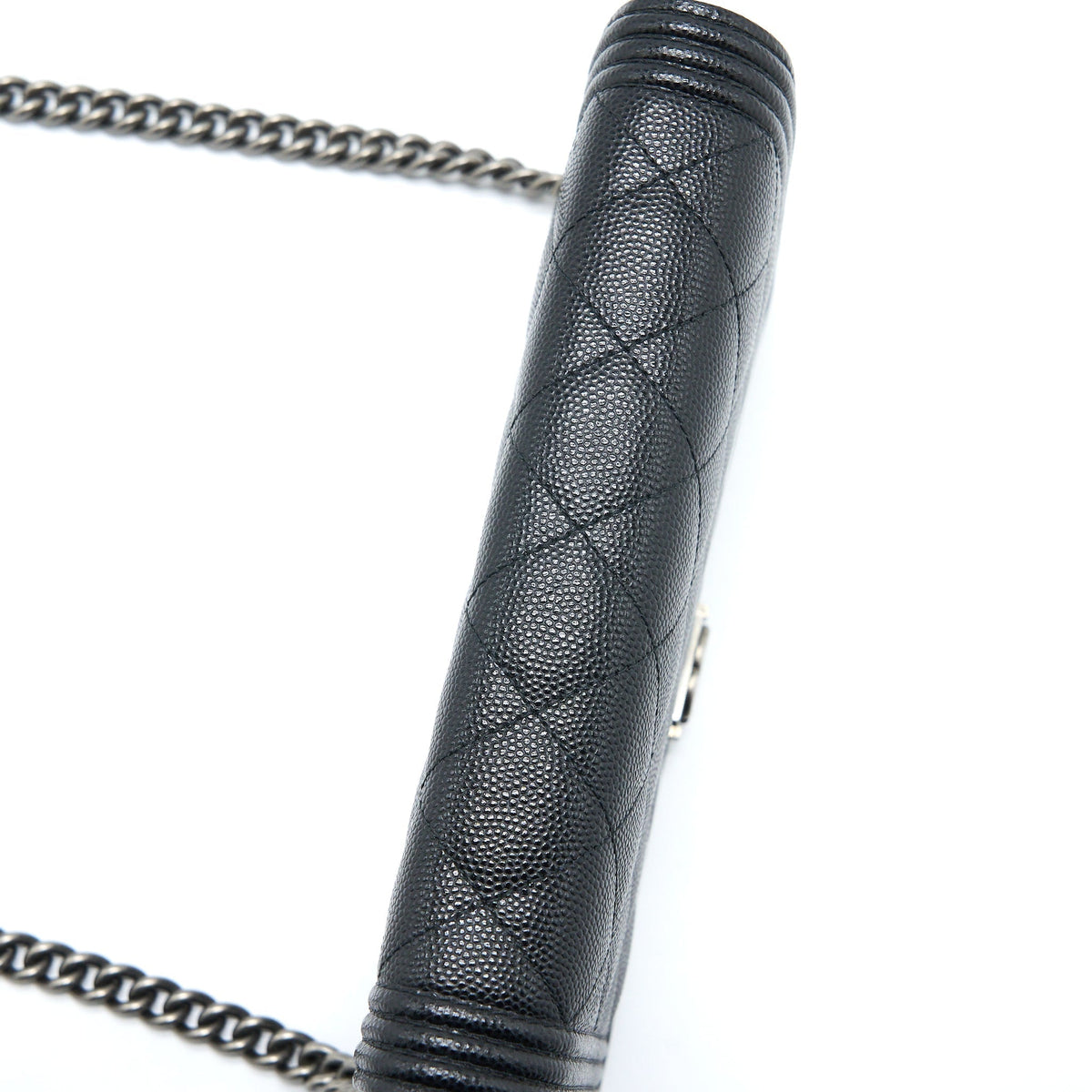 CHANEL BOY WALLET ON CHAIN CAVIAR BLACK RUTHENIUM HARDWARE (MICROCHIP)
