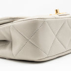 Chanel 24s pearl adjustable chain rectangular flap bag lambskin light grey GHW (microchip)