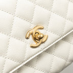 CHANEL DETAILED TOP HANDLE SMALL COCO HANDLE CAVIAR WHITE GHW (MICROCHIP)