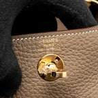 Hermes Mini Lindy Clemence Etoupe GHW