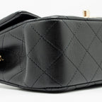 CHANEL TOP HANDLE MINI RECTANGULAR FLAP BAG LAMBSKIN BLACK LGHW (MICROCHIP)
