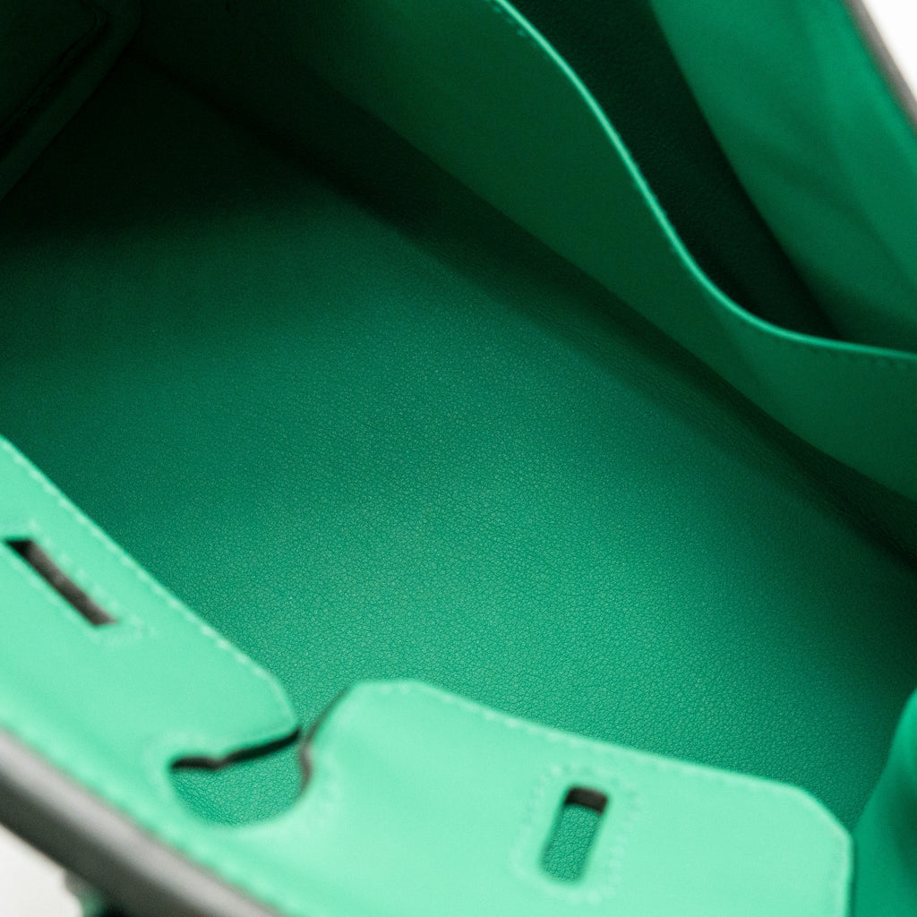 Hermes Birkin 25 Toile Quadrille/Swift Noir-Blanc-Menthe/Menthe SHW